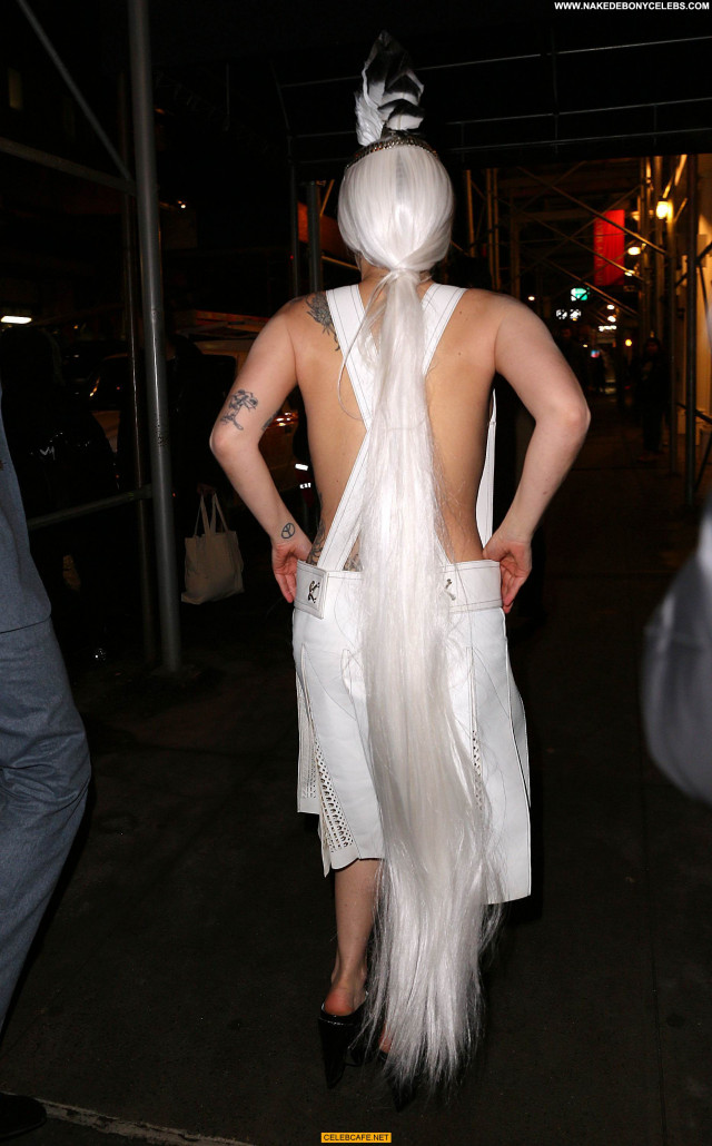 Lady Gaga No Source Beautiful Fishnet Posing Hot Topless Gag