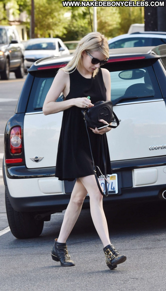 Emma Roberts Celebrity Babe Black Paparazzi Posing Hot Beautiful Sexy