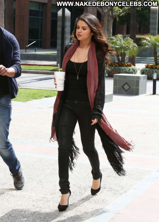Selena Gomez Beautiful Leather Celebrity Posing Hot Pants Babe