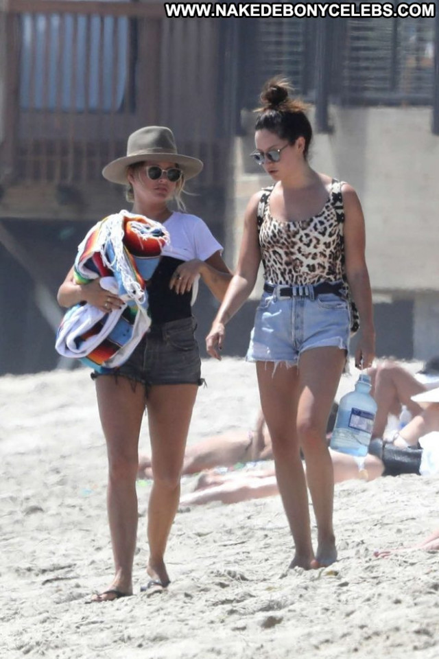 Ashley Tisdale The Beach In Malibu  Swimsuit Celebrity Paparazzi